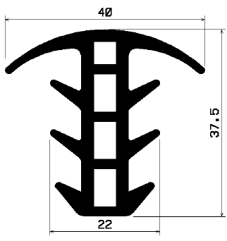 FA 1479 1B= 22 m - rubber profiles - Cover and T-profiles